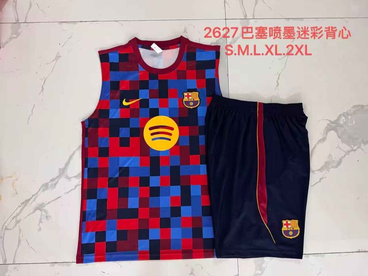 AAA Quality Barcelona 26/27 Blue/Red Vest Training Kit Jersey